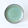 Керамический ужин набор зеленых реактивных глазурей посуды